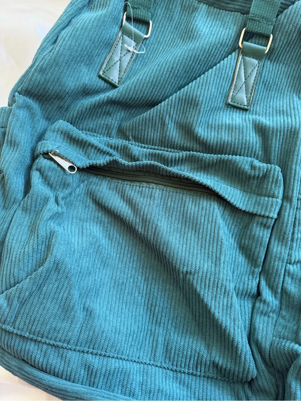 BNWT Metropack true deep green corduroy backpack adjustable straps